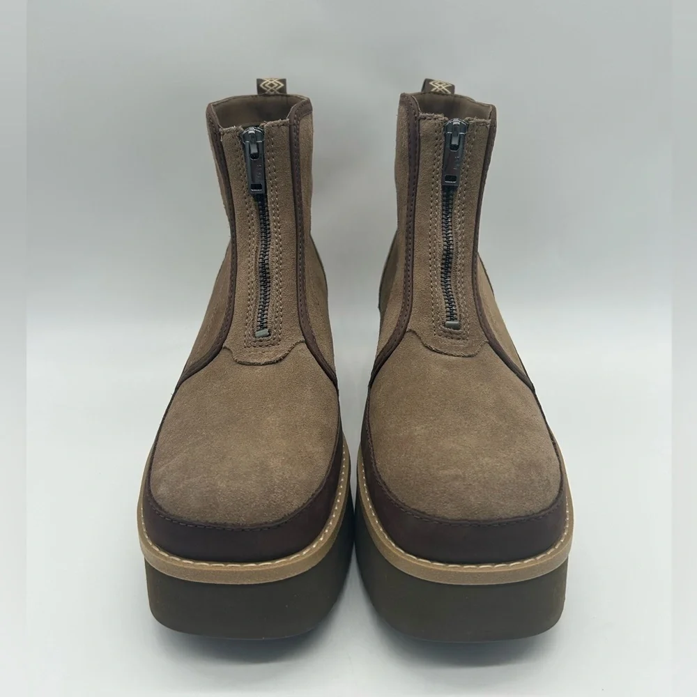 UGG Brown Suede Platform Ankle Boots Zip Front Women’s Size 11